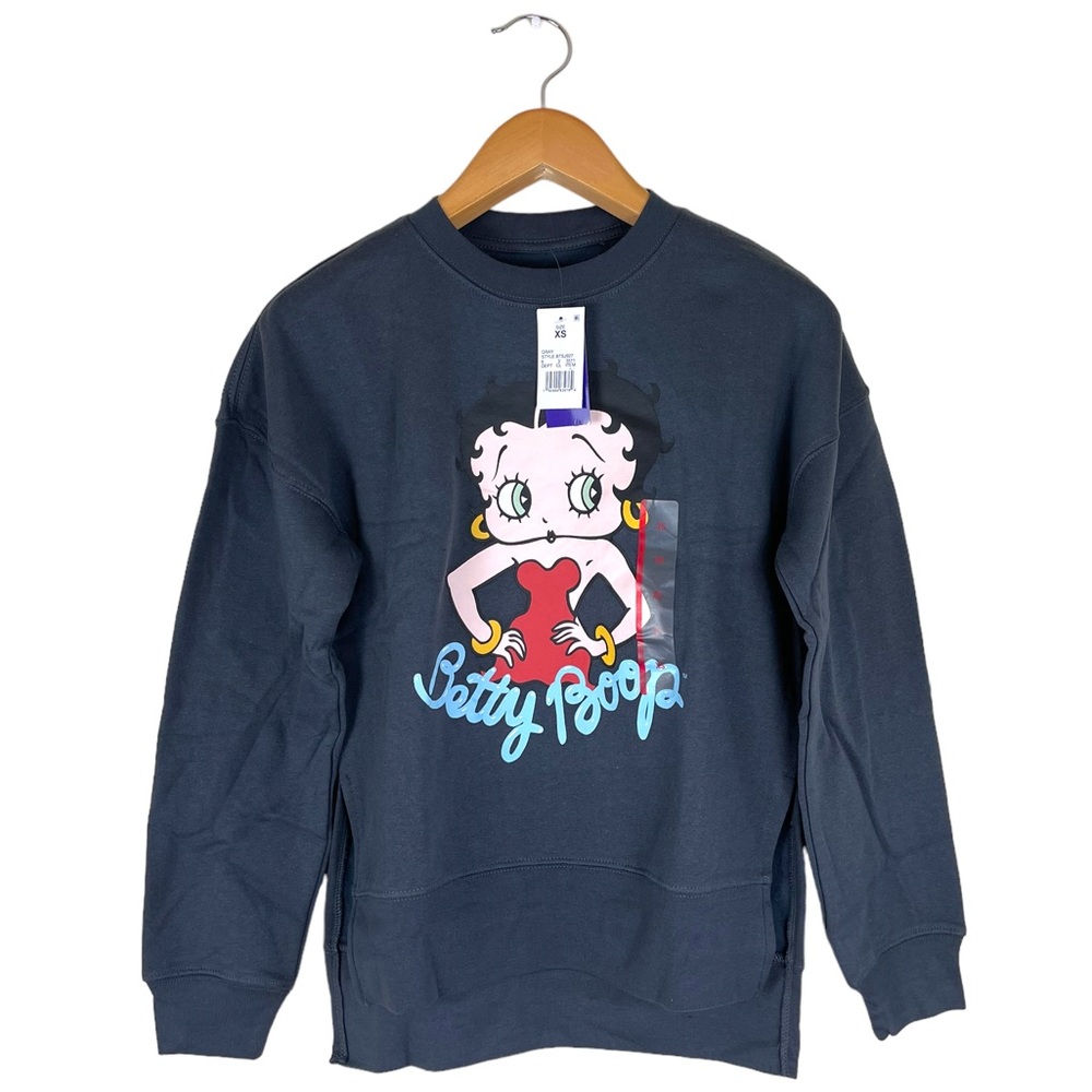 Betty Boop Hi Low Sweatshirt Charcoal Grey Women’s Size Extra Small